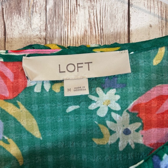 LOFT Bouquet Ruffle Tie-Neck Blouse - Picture 4 of 6